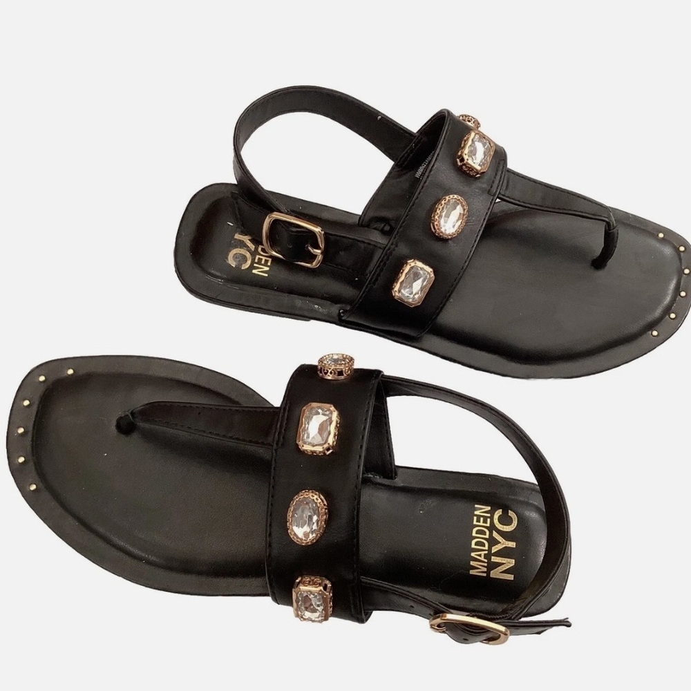 Madden NYC Black Embellished Sandals Size 8